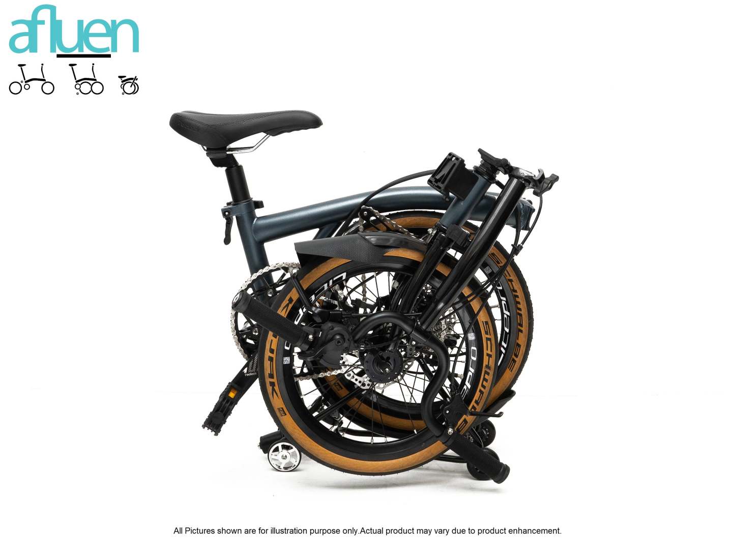 Bicicleta plegable Avro Foldie – 16 pulgadas, 9 velocidades, freno de disco
