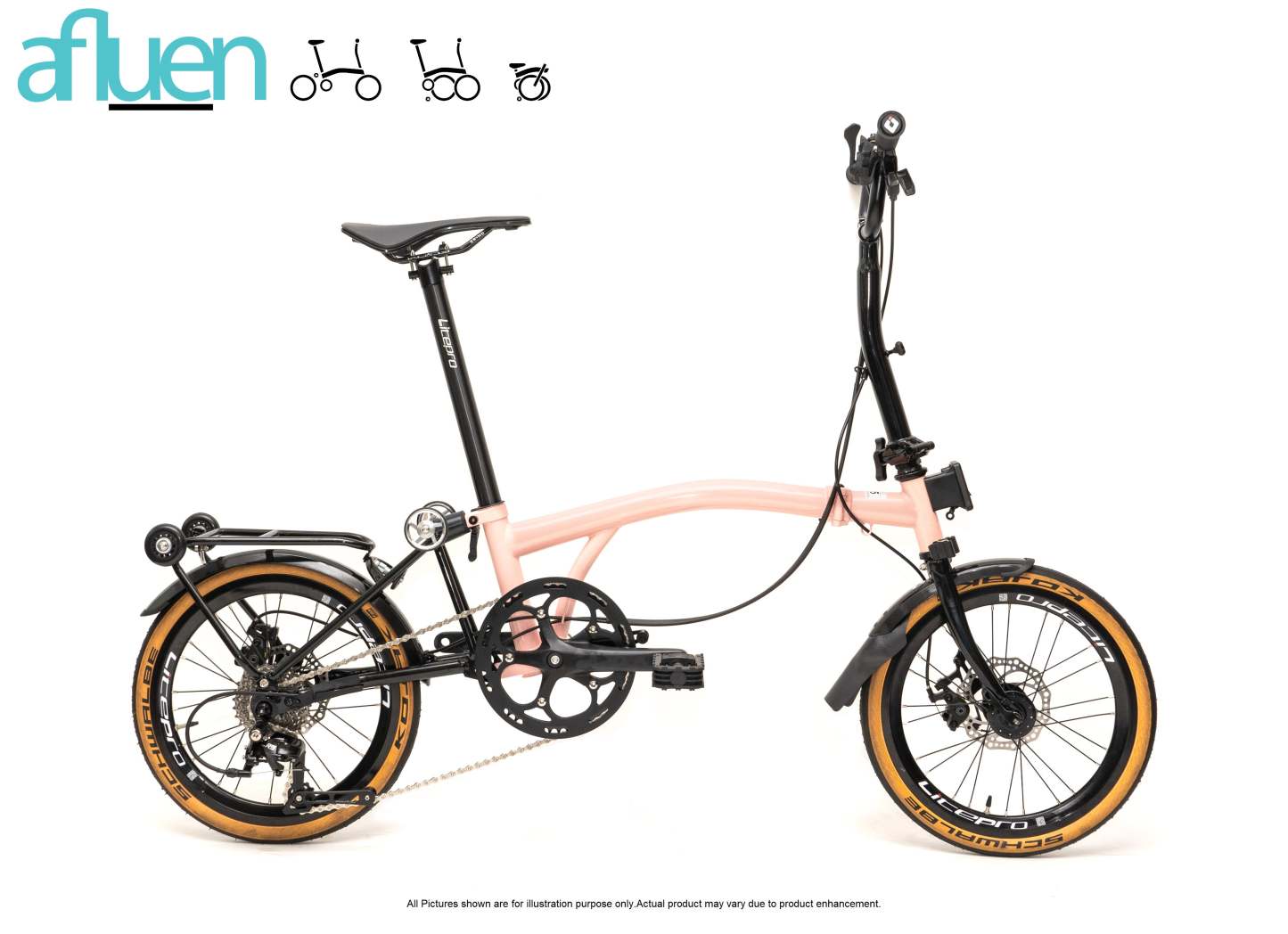 Bicicleta plegable Avro Foldie – 16 pulgadas, 9 velocidades, freno de disco