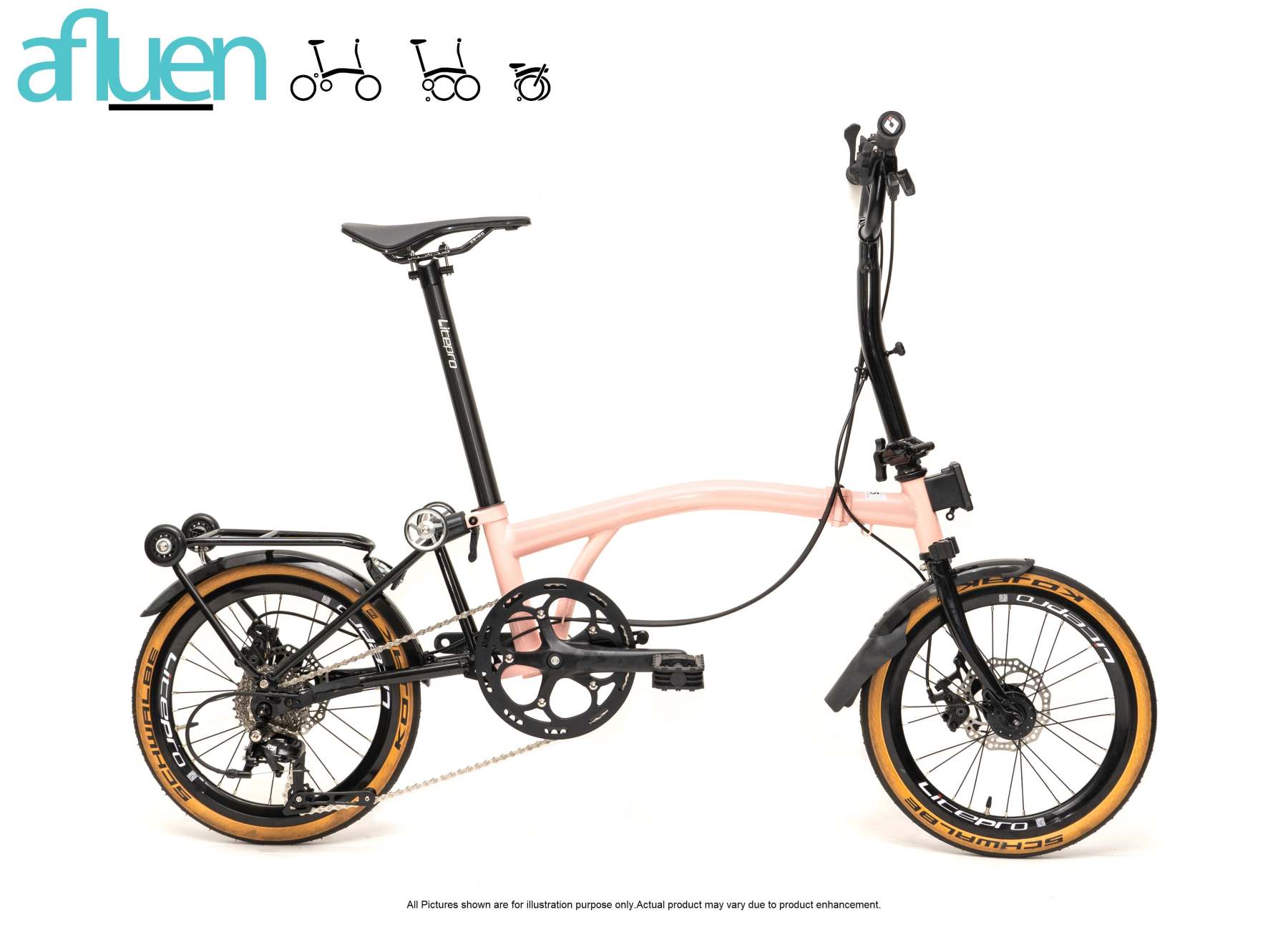 Bicicleta plegable Avro Foldie – 16 pulgadas, 9 velocidades, freno de disco
