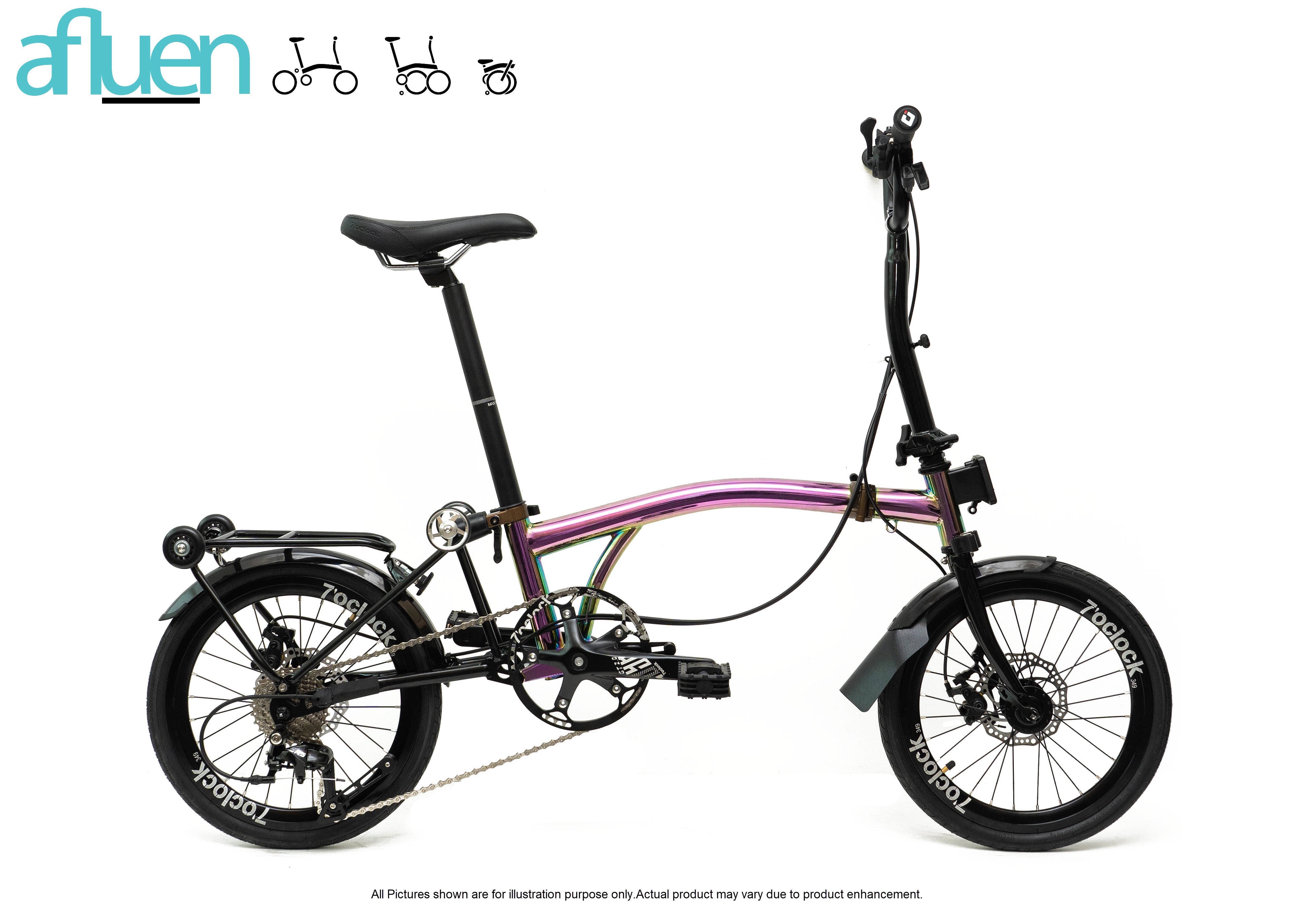 Bicicleta plegable Avro Foldie – 16 pulgadas, 9 velocidades, freno de disco
