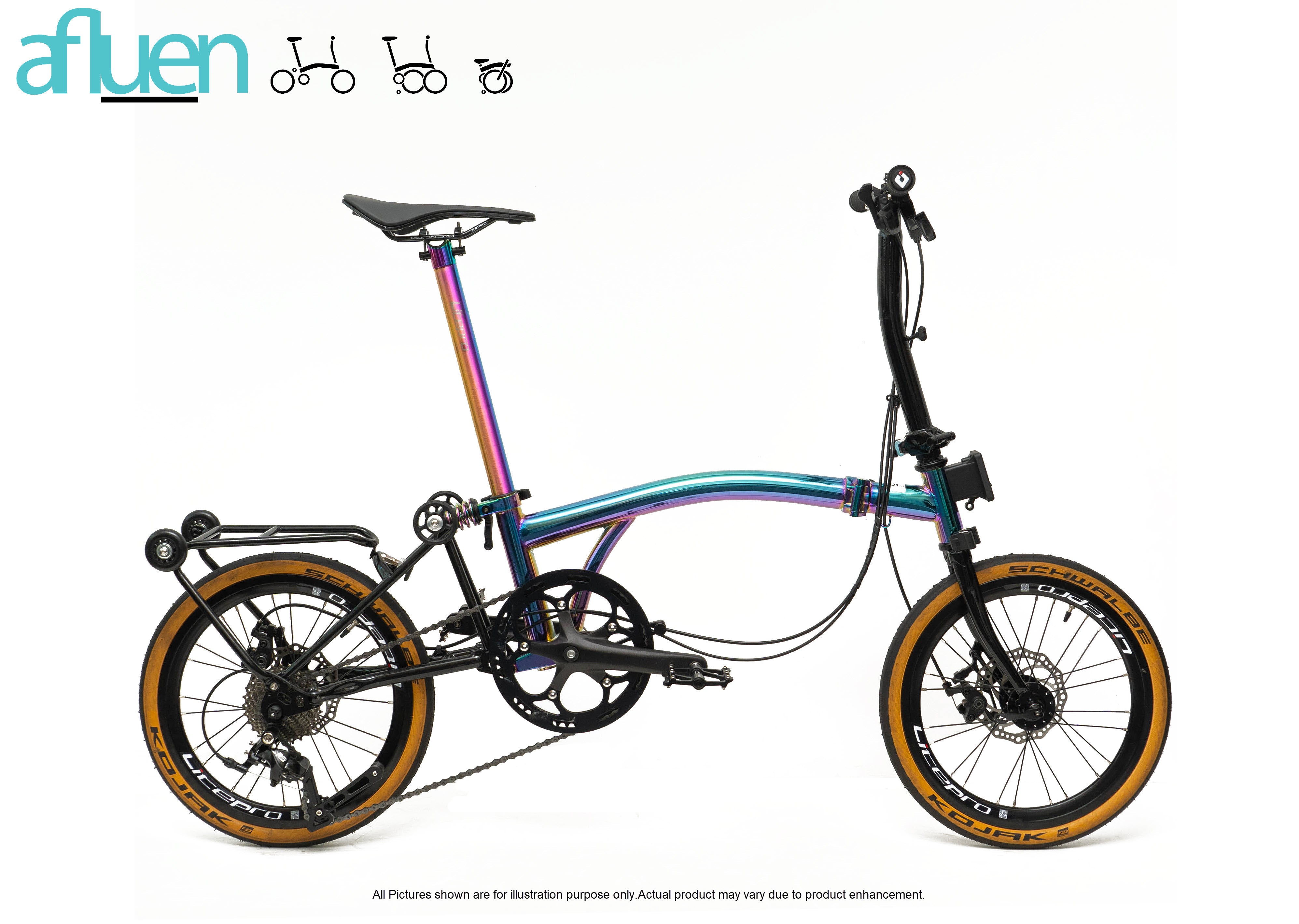 Bicicleta plegable Avro Foldie – 16 pulgadas, 9 velocidades, freno de disco