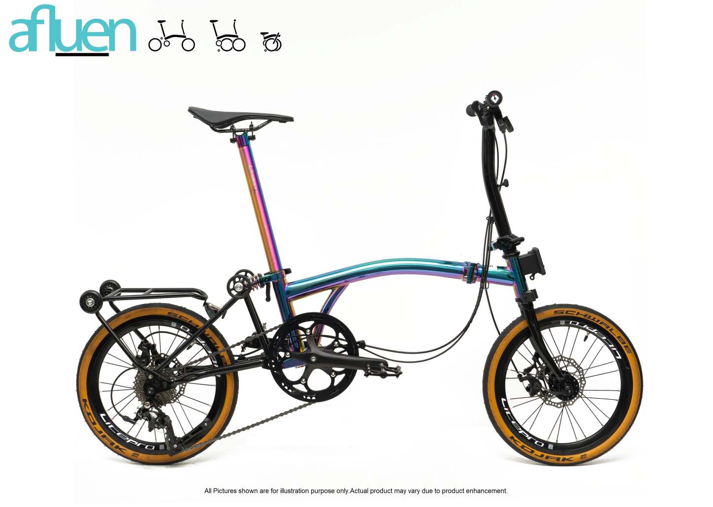 Bicicleta plegable Avro Foldie – 16 pulgadas, 9 velocidades, freno de disco