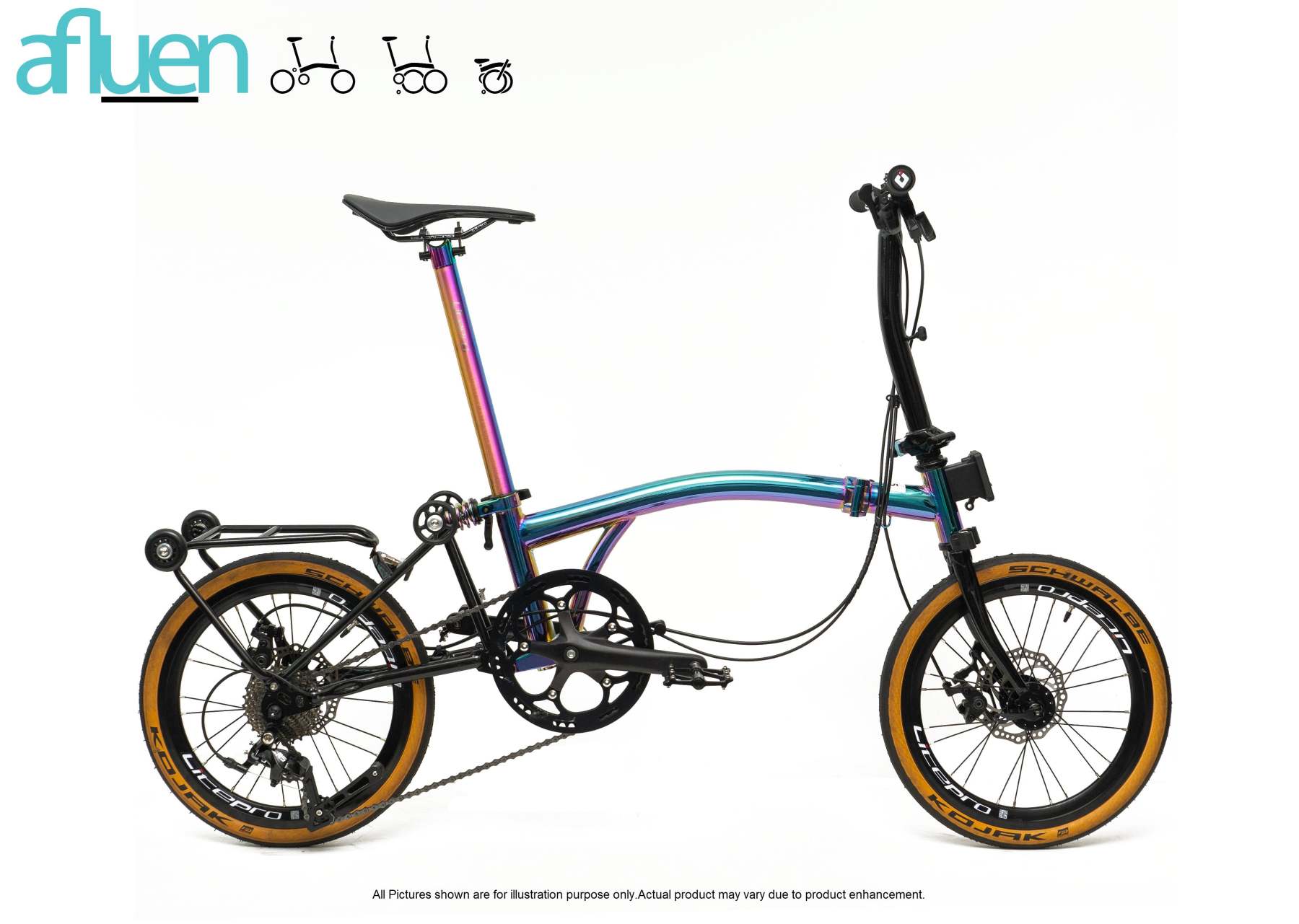 Bicicleta plegable Avro Foldie – 16 pulgadas, 9 velocidades, freno de disco