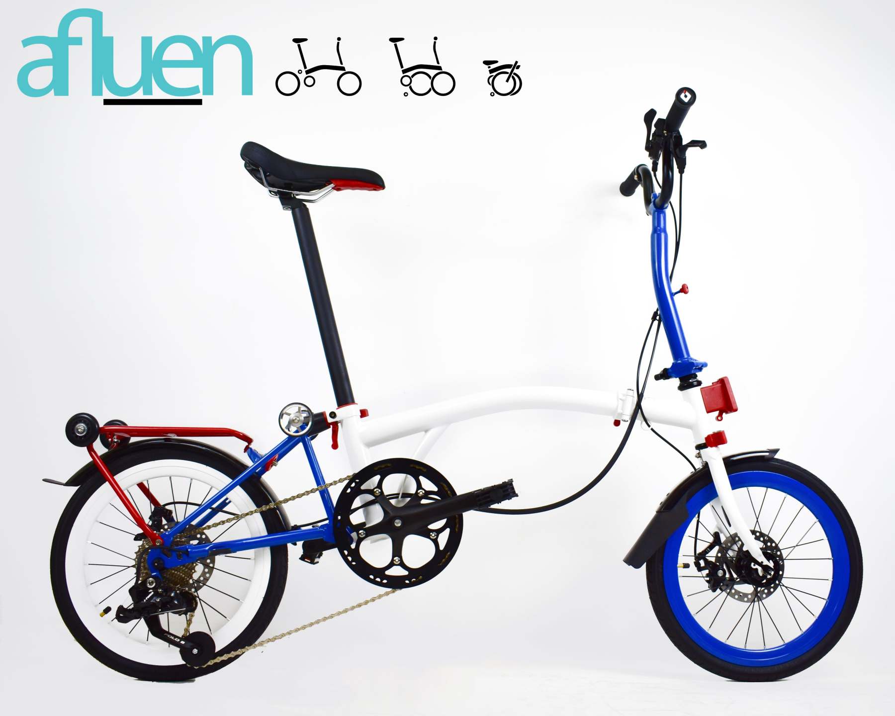 Bicicleta plegable Avro Foldie – 16 pulgadas, 9 velocidades, freno de disco