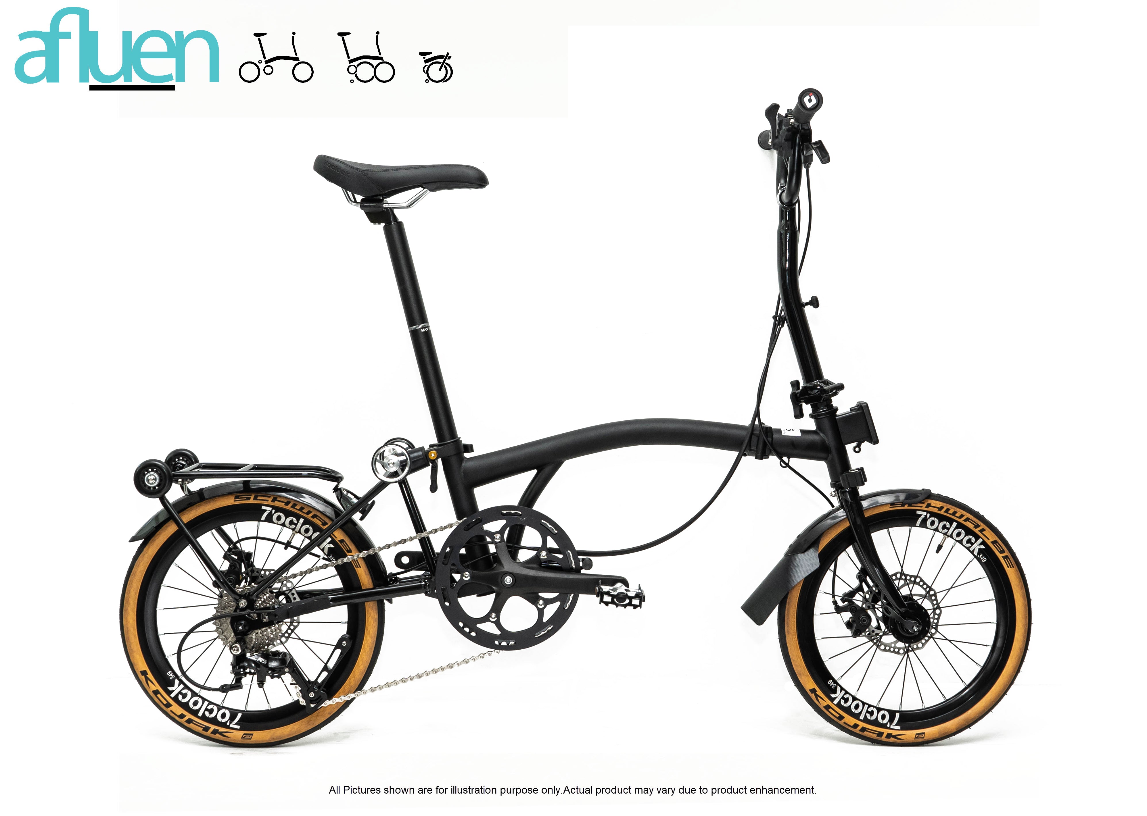 Bicicleta plegable Avro Foldie – 16 pulgadas, 9 velocidades, freno de disco