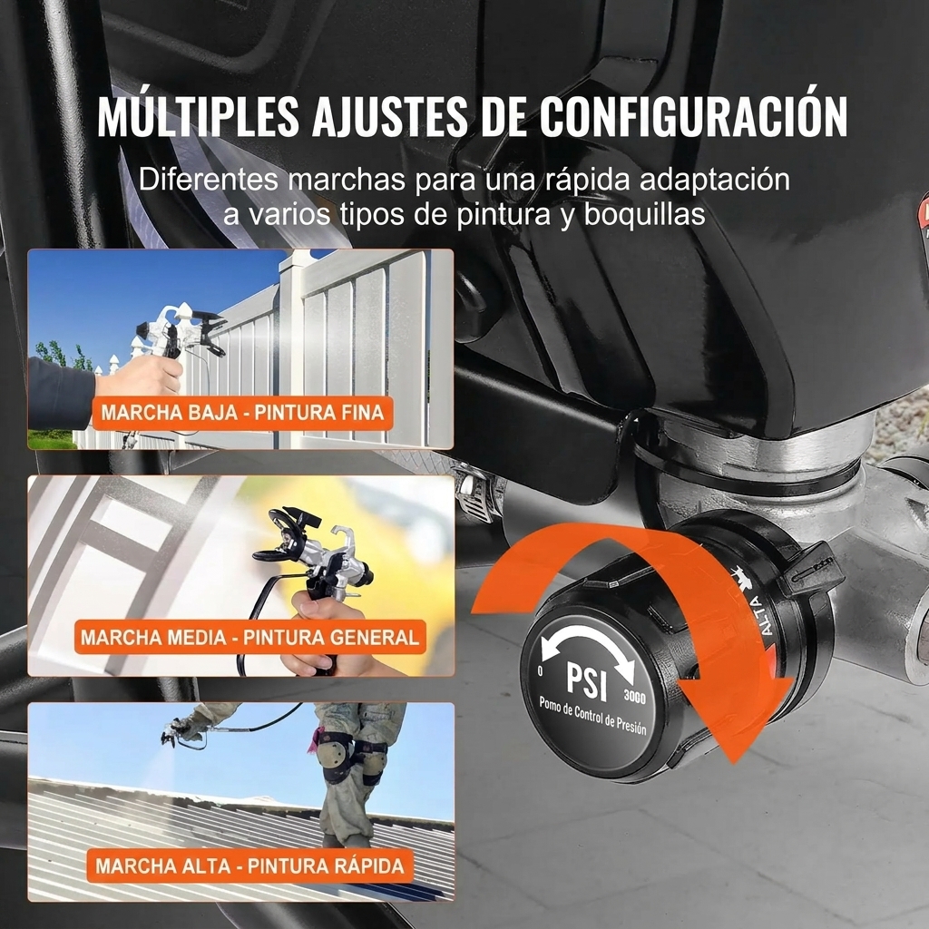 ⭐⭐Pulverizador vertical sin aire – 3000 PSI / 750 W, apto para pintar paredes interiores y exteriores, muebles y vallas | Pulverizador de mano con manguera(Garantía de 3 años)