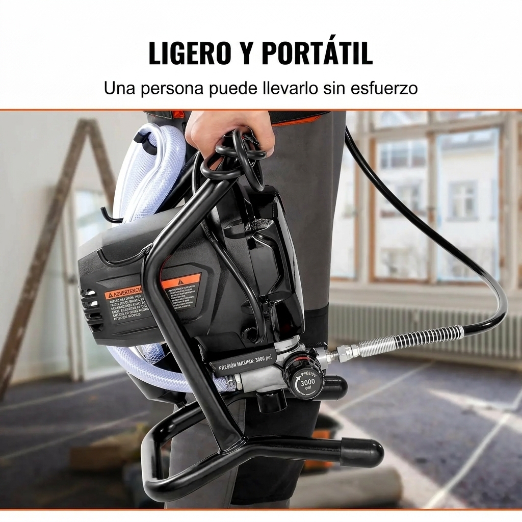 ⭐⭐Pulverizador vertical sin aire – 3000 PSI / 750 W, apto para pintar paredes interiores y exteriores, muebles y vallas | Pulverizador de mano con manguera(Garantía de 3 años)