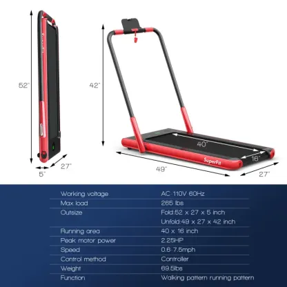 Cinta de correr 2 en 1 COSTWAY, cinta plegable para caminar a 7.5 MPH con aplicación inteligente y control remoto, monitor LED con Bluetooth, máquina para correr compacta ideal para espacios reducidos, cinta de correr plegable y portátil que cabe debajo d