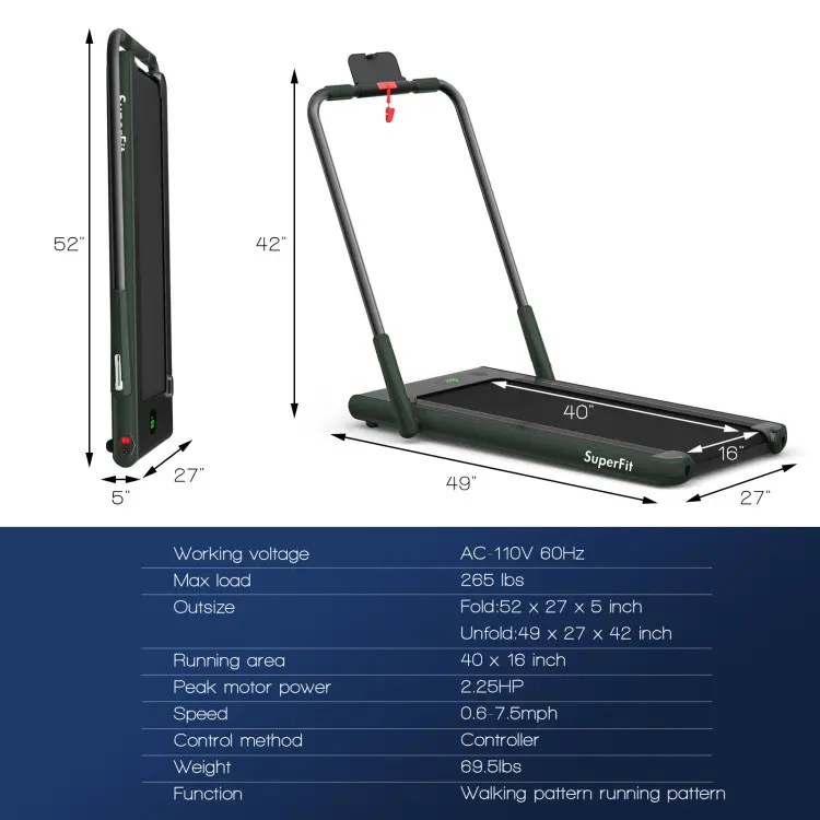 Cinta de correr 2 en 1 COSTWAY, cinta plegable para caminar a 7.5 MPH con aplicación inteligente y control remoto, monitor LED con Bluetooth, máquina para correr compacta ideal para espacios reducidos, cinta de correr plegable y portátil que cabe debajo d