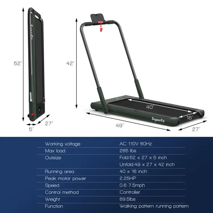 Cinta de correr 2 en 1 COSTWAY, cinta plegable para caminar a 7.5 MPH con aplicación inteligente y control remoto, monitor LED con Bluetooth, máquina para correr compacta ideal para espacios reducidos, cinta de correr plegable y portátil que cabe debajo d