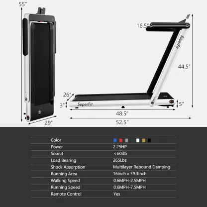 Cinta de correr 2 en 1 COSTWAY, cinta plegable para caminar a 7.5 MPH con aplicación inteligente y control remoto, monitor LED con Bluetooth, máquina para correr compacta ideal para espacios reducidos, cinta de correr plegable y portátil que cabe debajo d