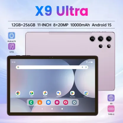 Tableta W&O 2026 con Android 15, pantalla HD de 11 pulgadas y 12 GB de RAM