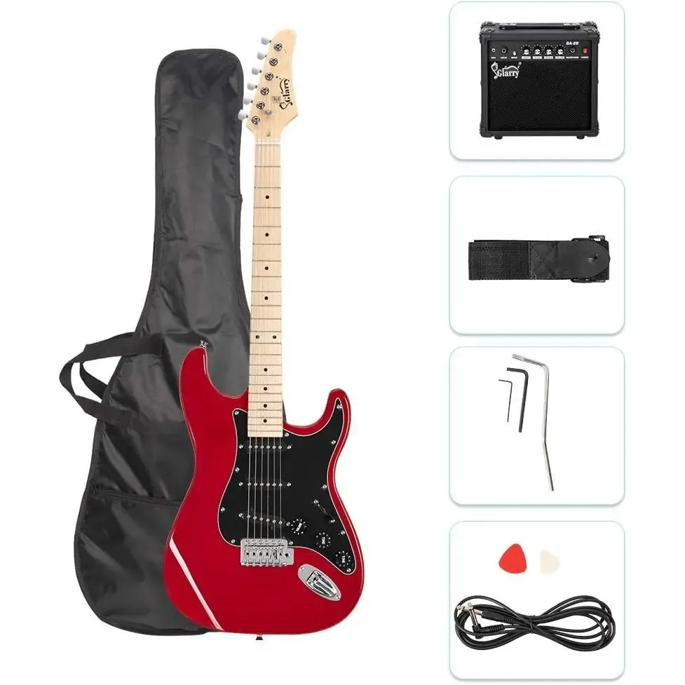 Guitarra eléctrica Glarry de tamaño normal con amplificador de 20 W y accesorios