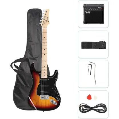 Guitarra eléctrica Glarry de tamaño normal con amplificador de 20 W y accesorios