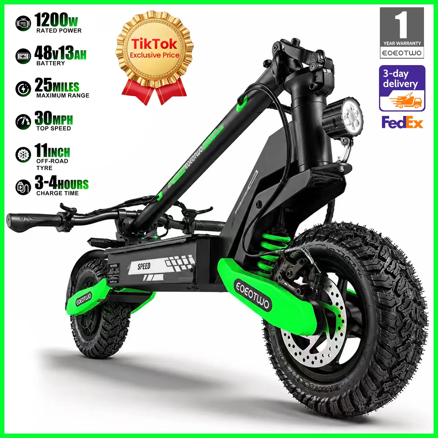 Patinete eléctrico EOEOTWO GT06 con motor de 1200 W y autonomía de 64 km.