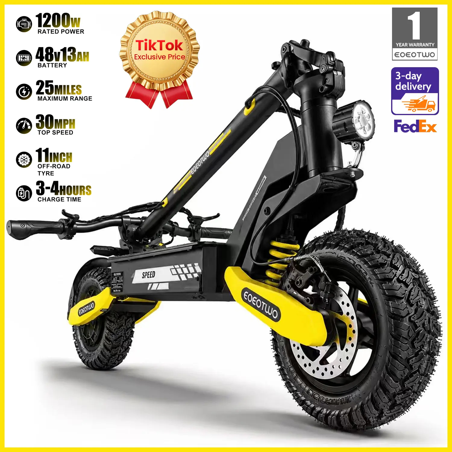 Patinete eléctrico EOEOTWO GT06 con motor de 1200 W y autonomía de 64 km.
