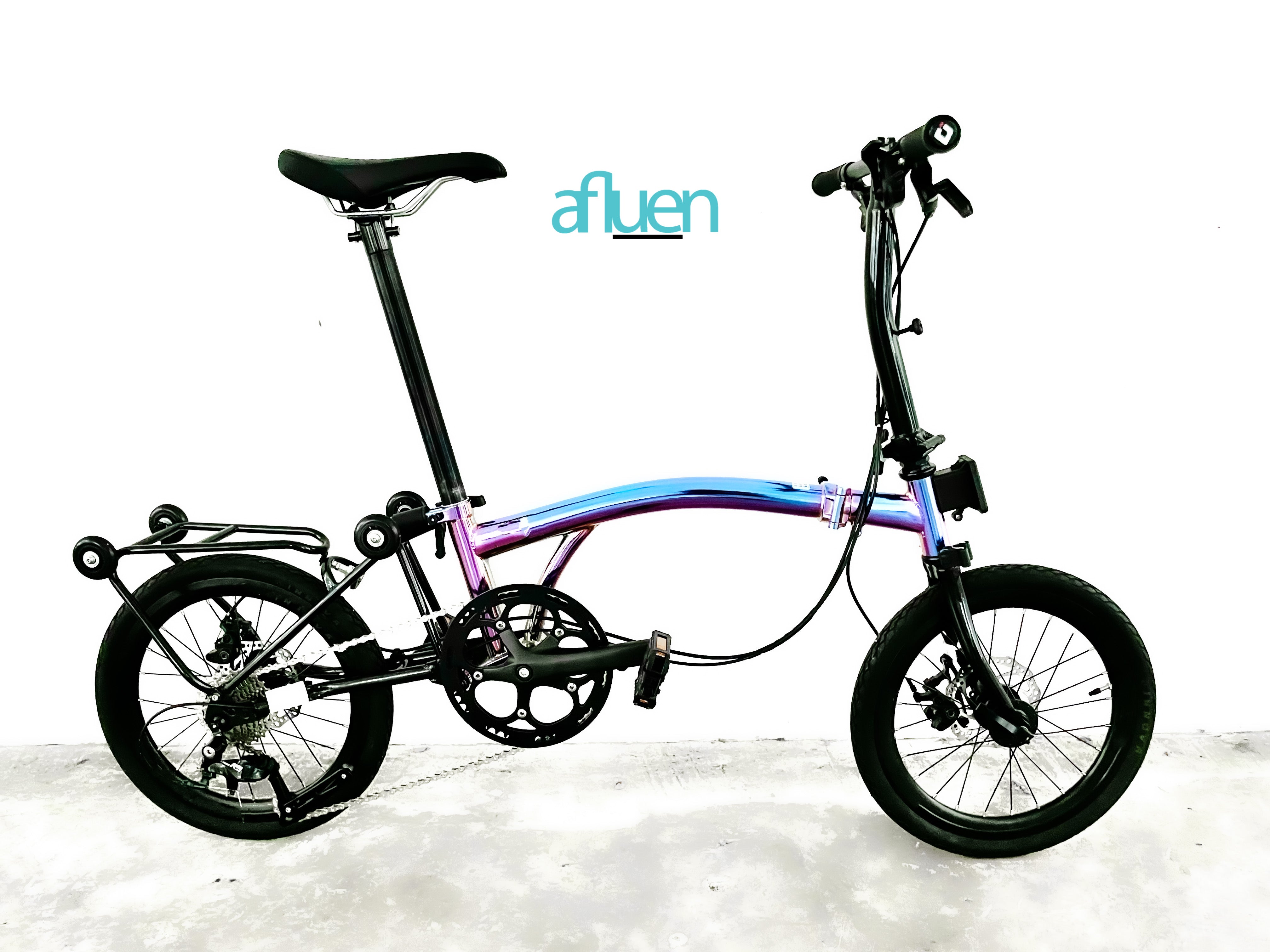 Bicicleta plegable Avro Foldie – 16 pulgadas, 9 velocidades, freno de disco