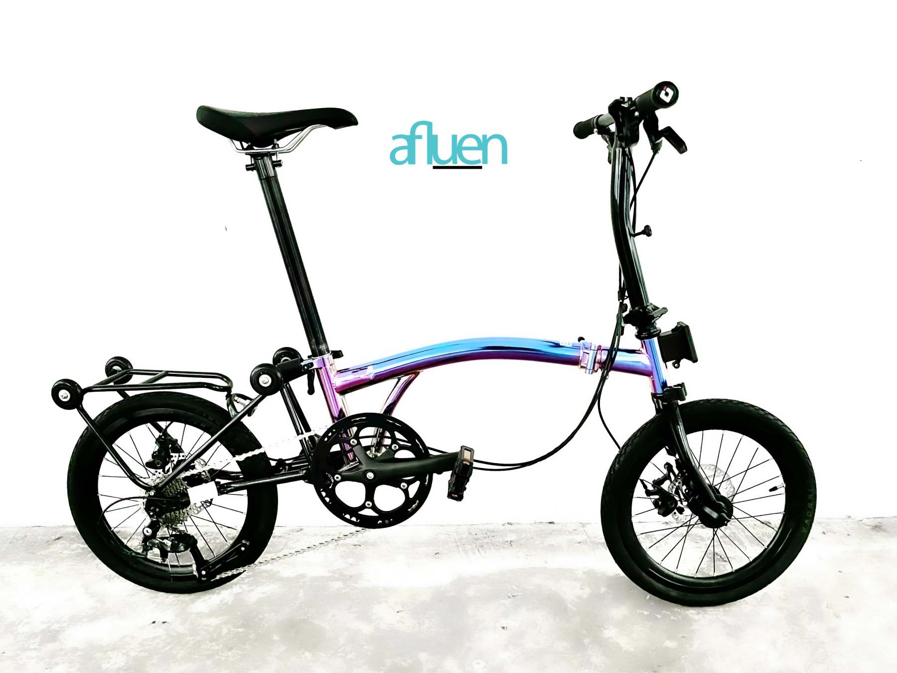 Bicicleta plegable Avro Foldie – 16 pulgadas, 9 velocidades, freno de disco