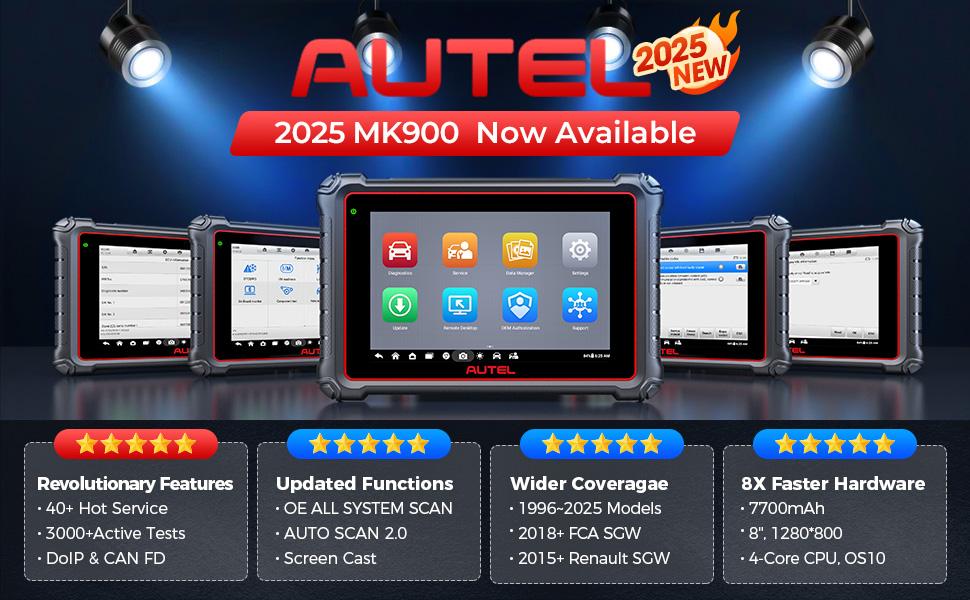 Autel Scanner MaxiCOM MK900 Car Diagnostic Scan Tool All System Diagnose, 40+ Service, 3000+ Active Tests, FCA Autoauth & SGW, No-IP Limited,father'sdaygifts
