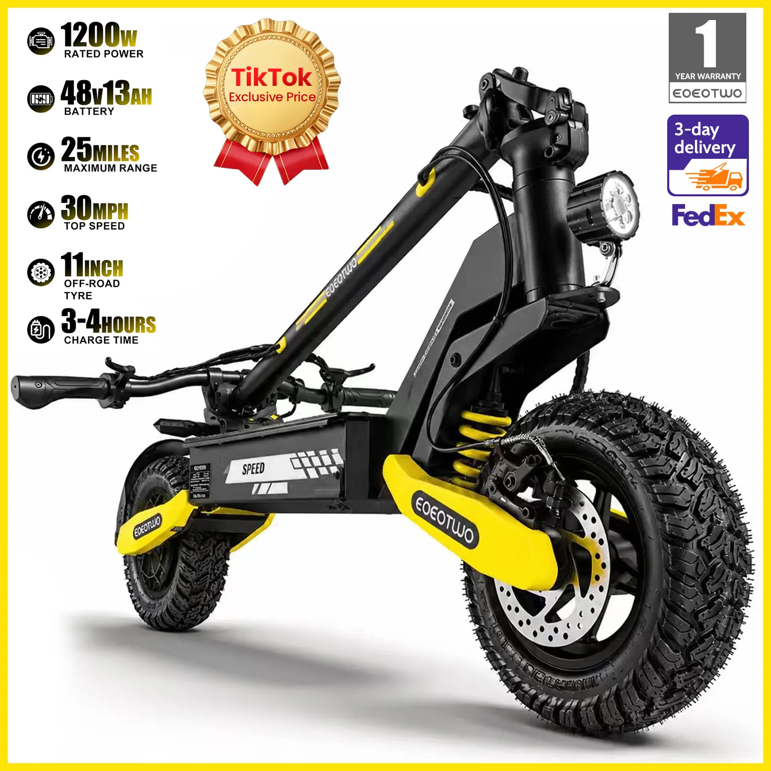 Patinete eléctrico EOEOTWO GT06 con motor de 1200 W y autonomía de 64 km.