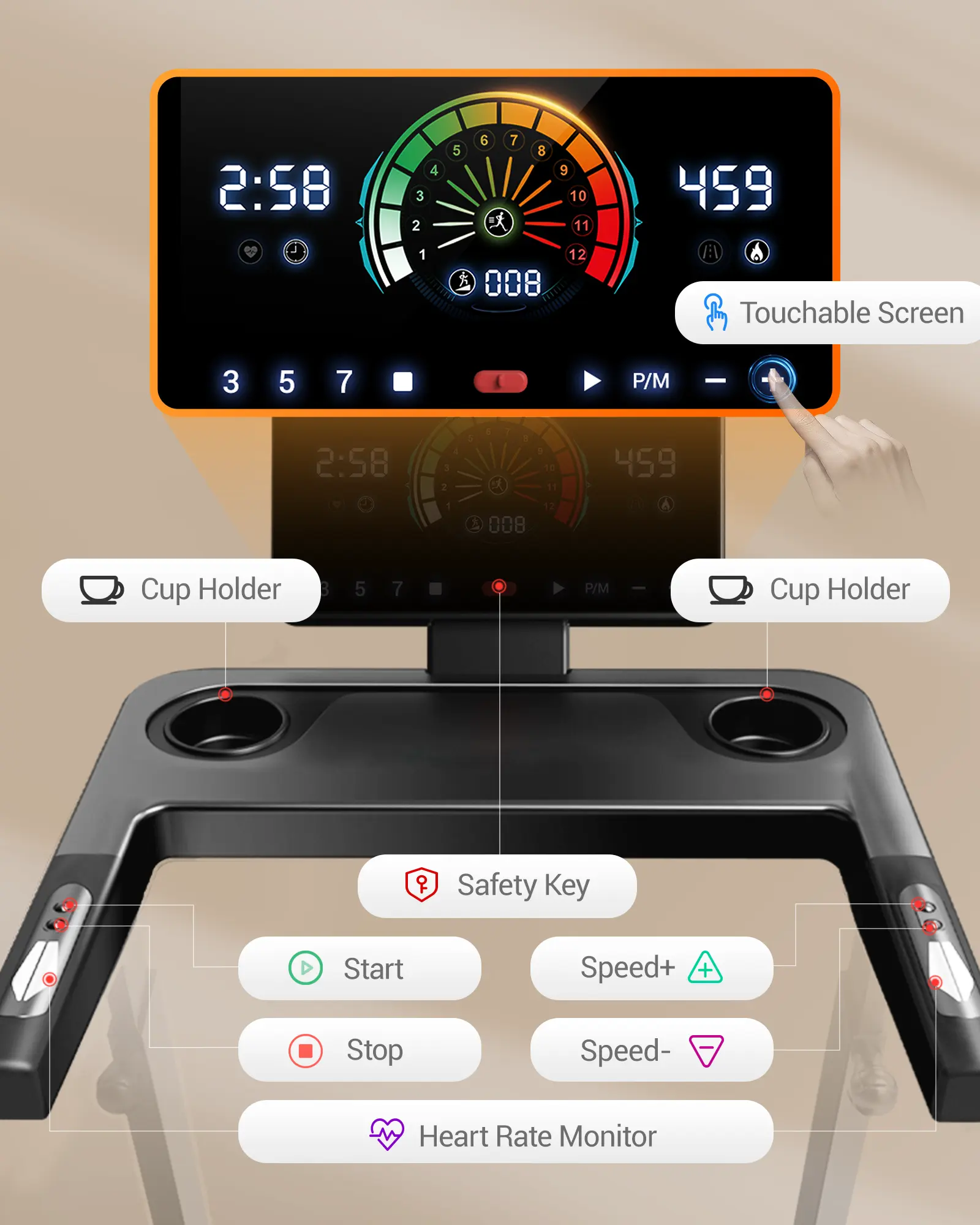 Cinta de correr plegable UMAY con inclinación del 20 % para hacer ejercicio en casa