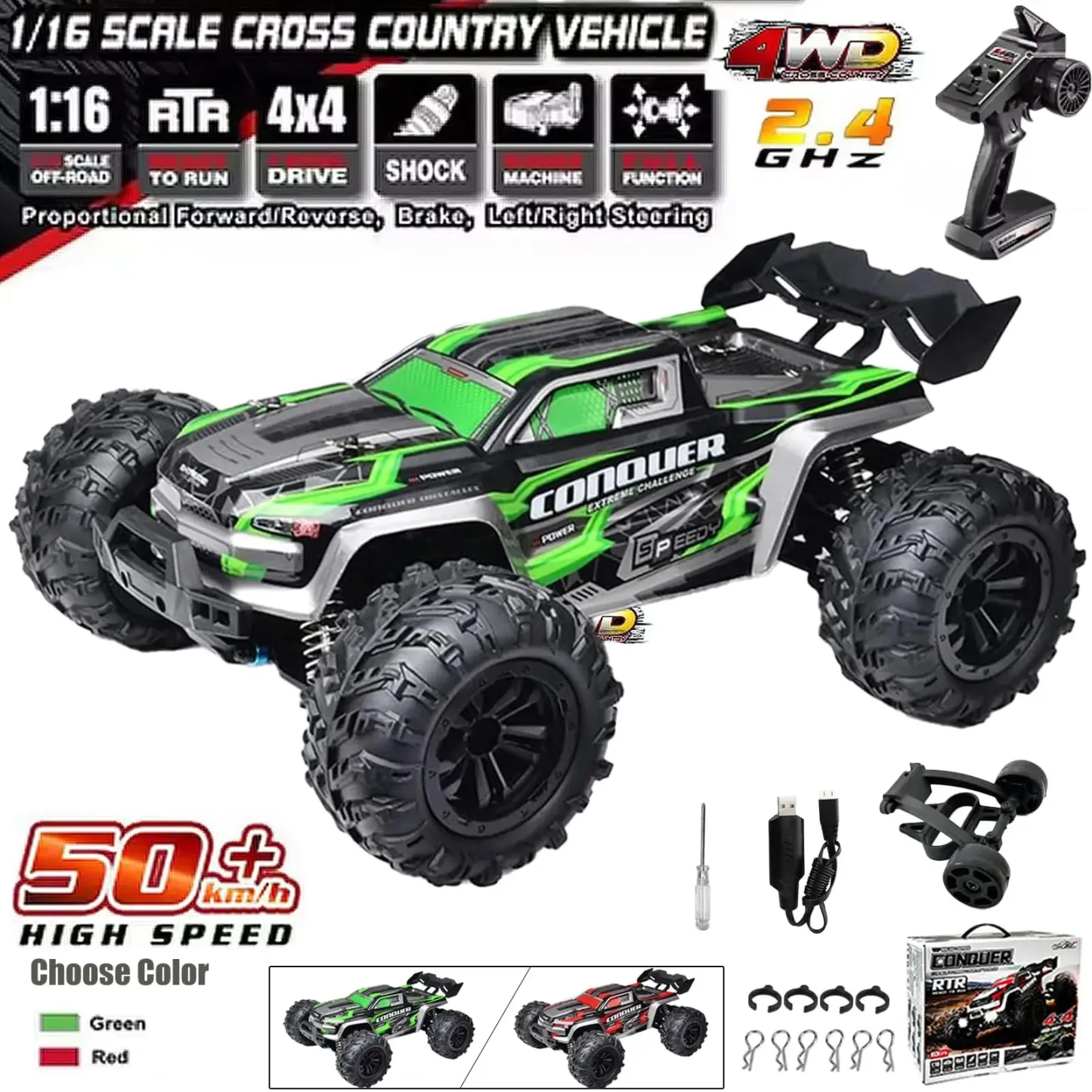 Camión todoterreno RC escala 1:16, 50 km/h: perfecto para niños