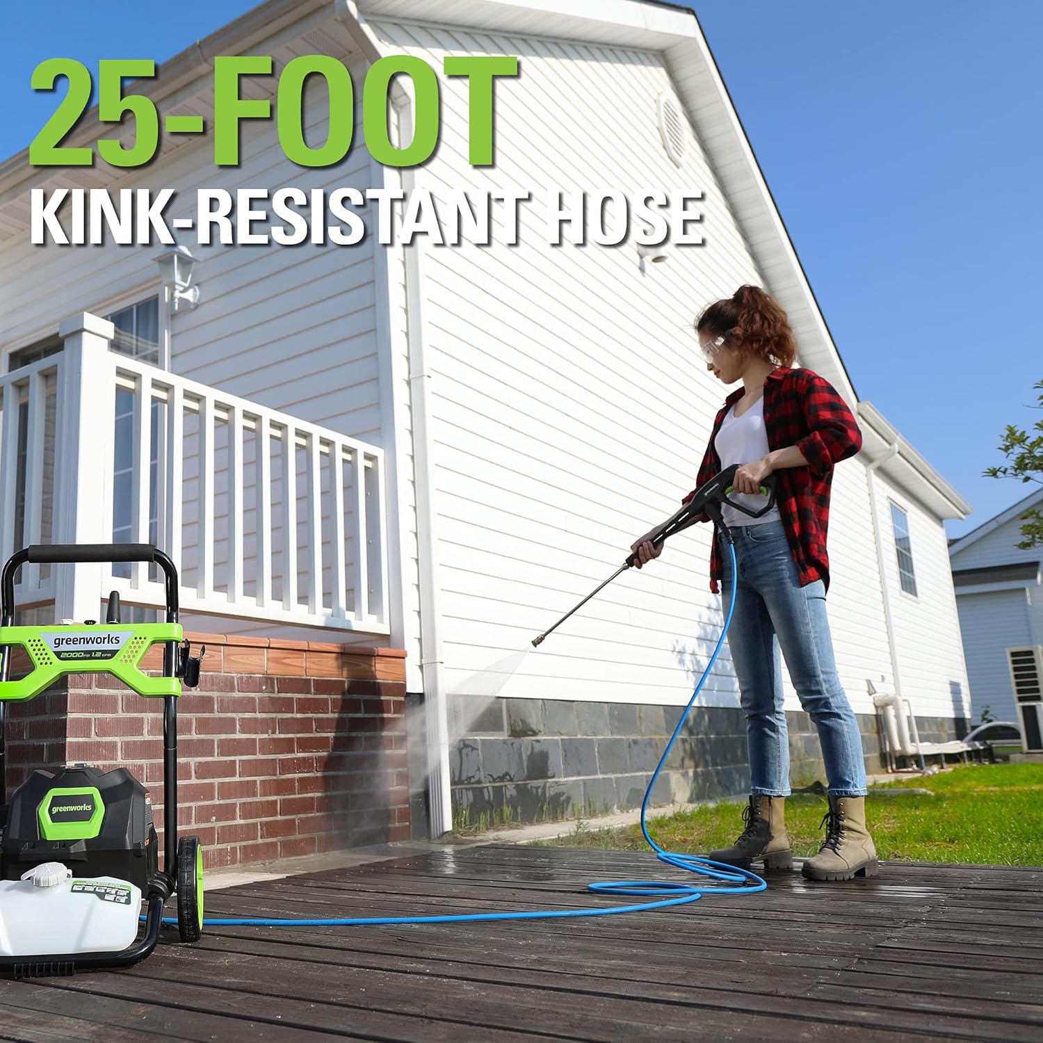 Greenworks Lavadora a presión GPW2003 (Marco Abierto), 2000 PSI 1.2 GPM, Hidrolavadora con garantía Premium