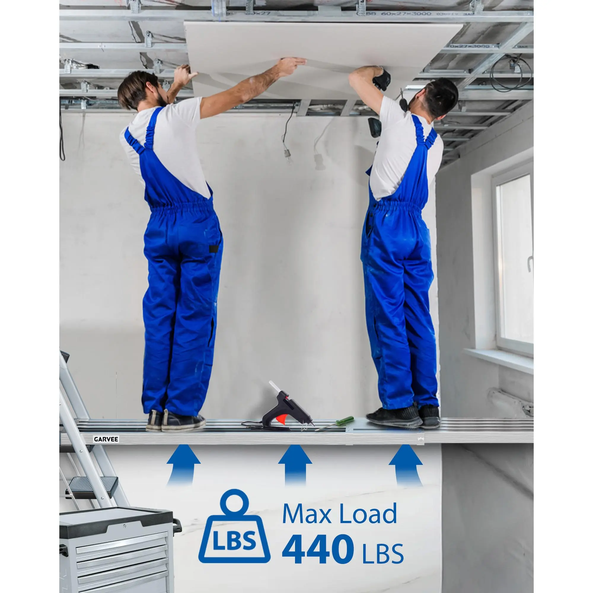 Plataforma de andamio telescópica de 6 a 9 pies, plataforma de trabajo ajustable de aluminio con superficie antideslizante y correas de seguridad, plataforma de escalera resistente para proyectos de construcción y del hogar.