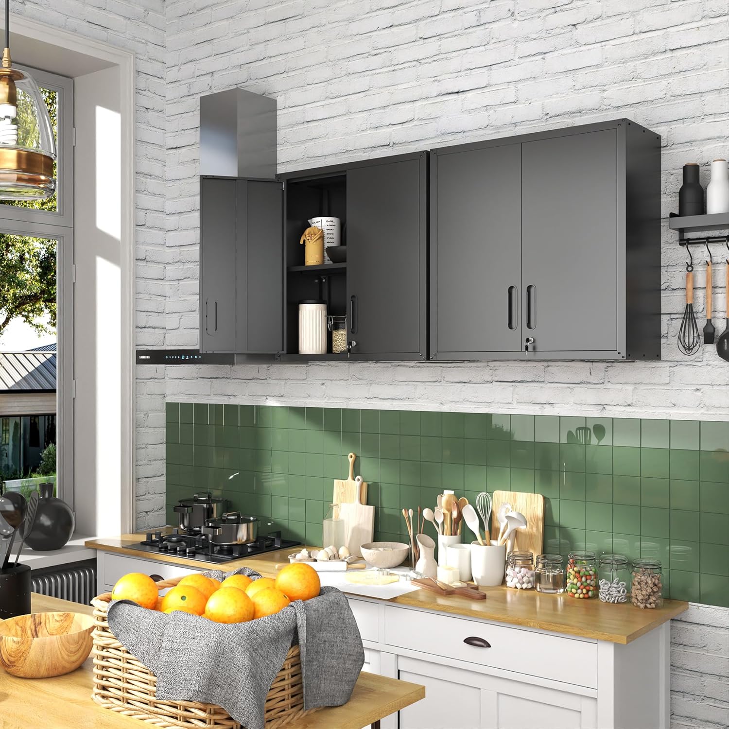 BIZOEIRON - clóset de almacenamiento de metal con ruedas, clóset de cochera con 1 puerta y 4 cajones, almacenamiento de herramientas rodantes, requiere montaje, color negro