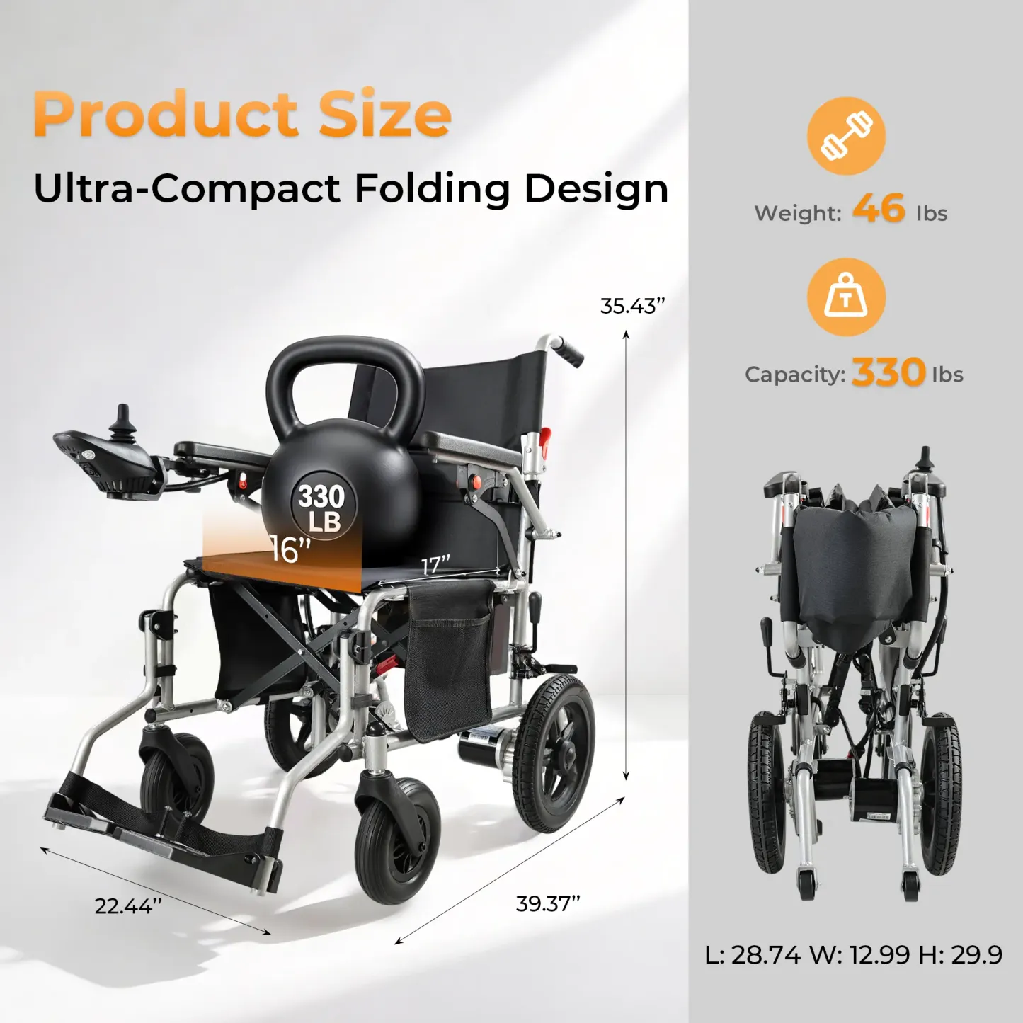 Silla de ruedas eléctrica Zygenair: ligera y plegable.