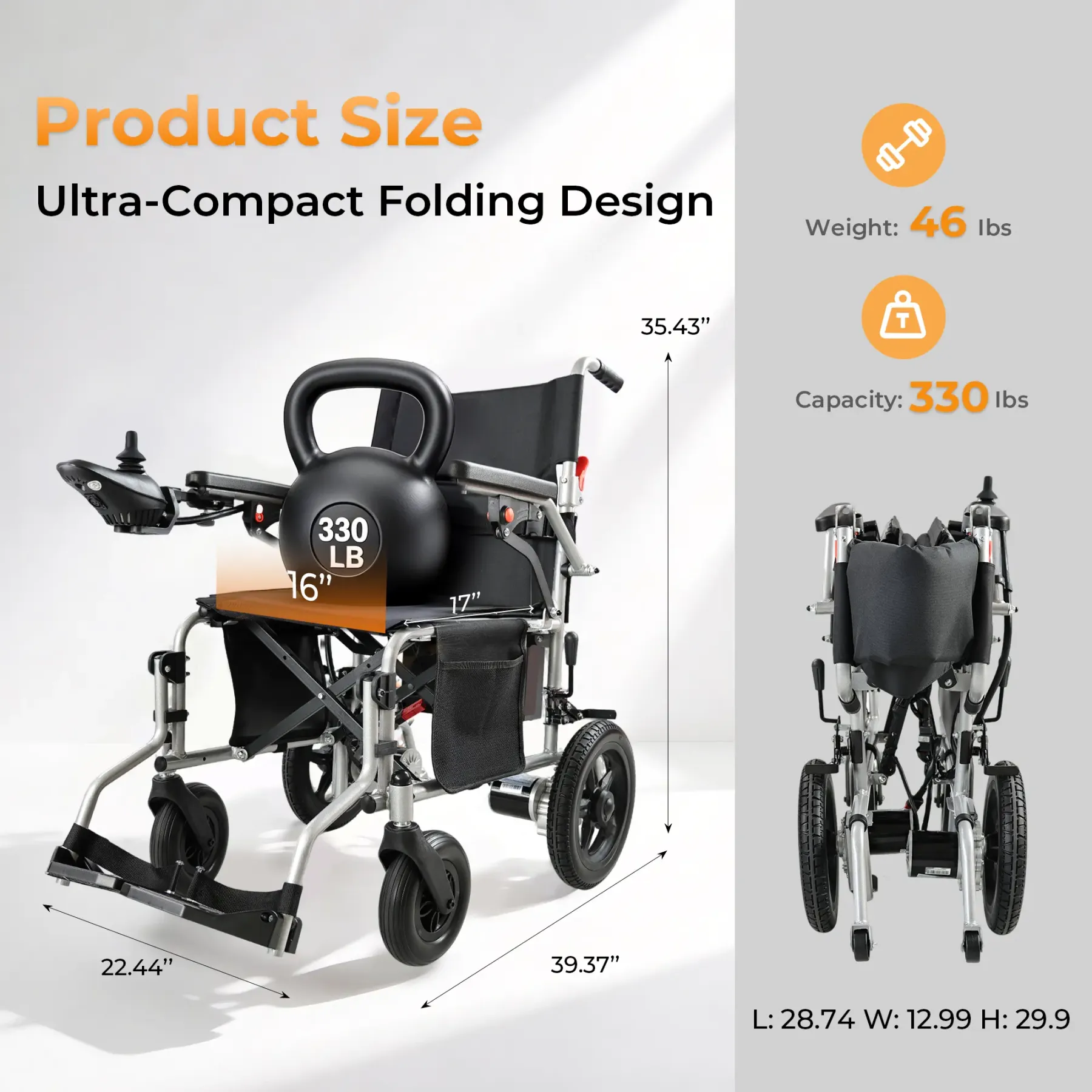 Silla de ruedas eléctrica Zygenair: ligera y plegable.