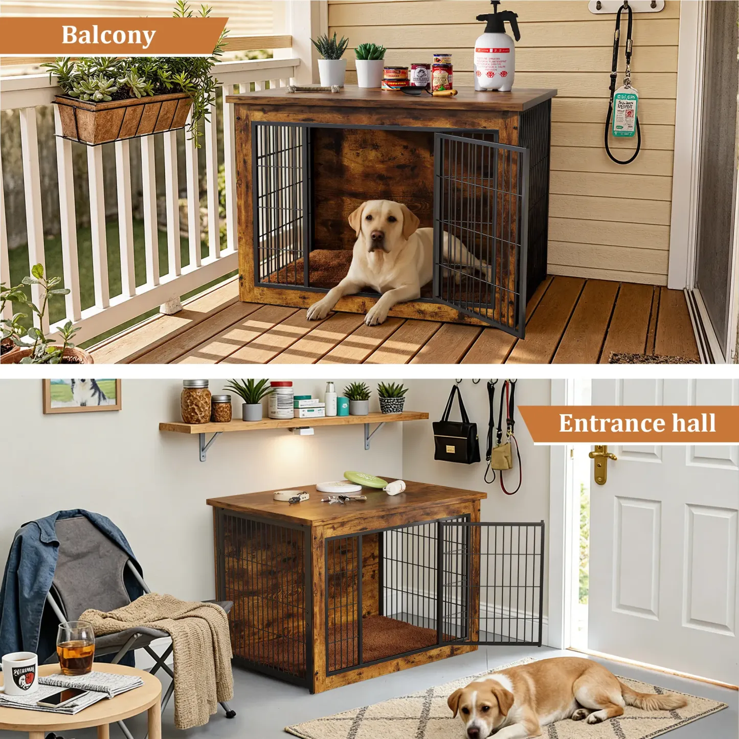 Warcat Dog Crate Furniture with Thick Cushion, Side End Table Wooden Dog Cage with Double Doors, Chew-Resistant Dog Kennel Dog House Indoor for Small to Large Dog #summeressentials #TikTokShopDealsforYouDays #SummerWins #tiktokshopmemorialday