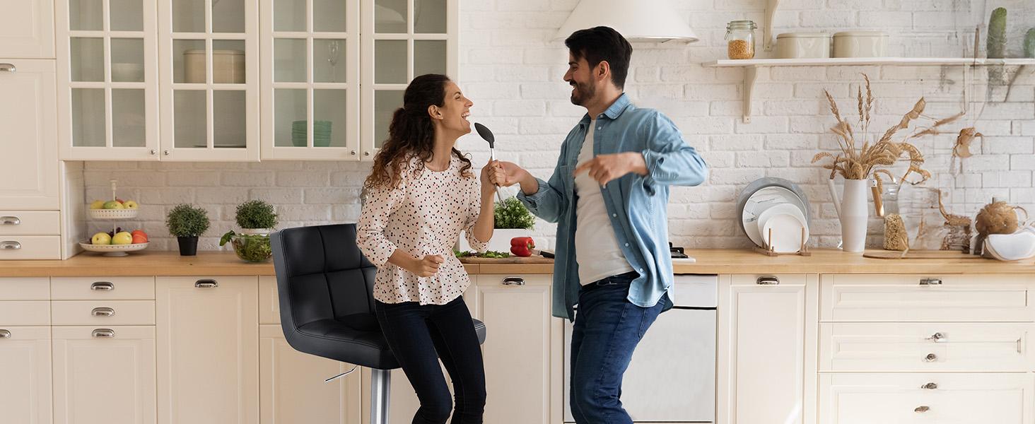 【Summer Sale】 Sweetcrispy S-Adjustable Height Barstools - PU Leather Swivel Chairs with Hydraulic Lift, Thick Seat Cushions, Backrests, Steel Frame, Home Decor Kitchen Counter Height Furniture