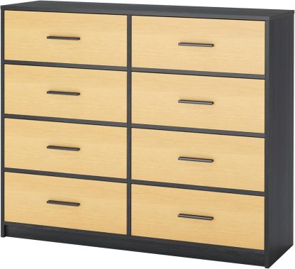 MU:4LIFE Cómoda Elegancia De 6 Cajones, Almacenamiento para Hogar Y Oficina, Organizador Cajonera De Estructura Madera y Cajones De Tela No Tejida y Cubiertas De MDF (Negro y Madera, 6 Cajones)