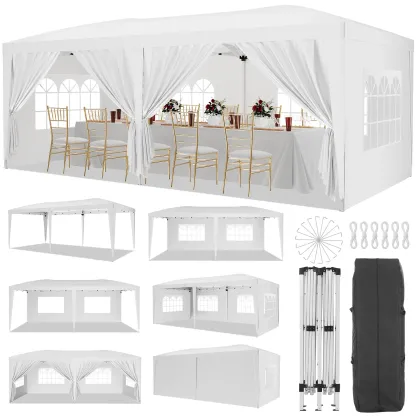 Carpa plegable resistente de 10x20 pies, tipo cenador impermeable.