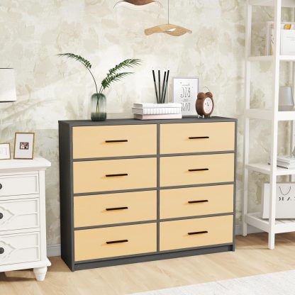 MU:4LIFE Cómoda Elegancia De 6 Cajones, Almacenamiento para Hogar Y Oficina, Organizador Cajonera De Estructura Madera y Cajones De Tela No Tejida y Cubiertas De MDF (Negro y Madera, 6 Cajones)