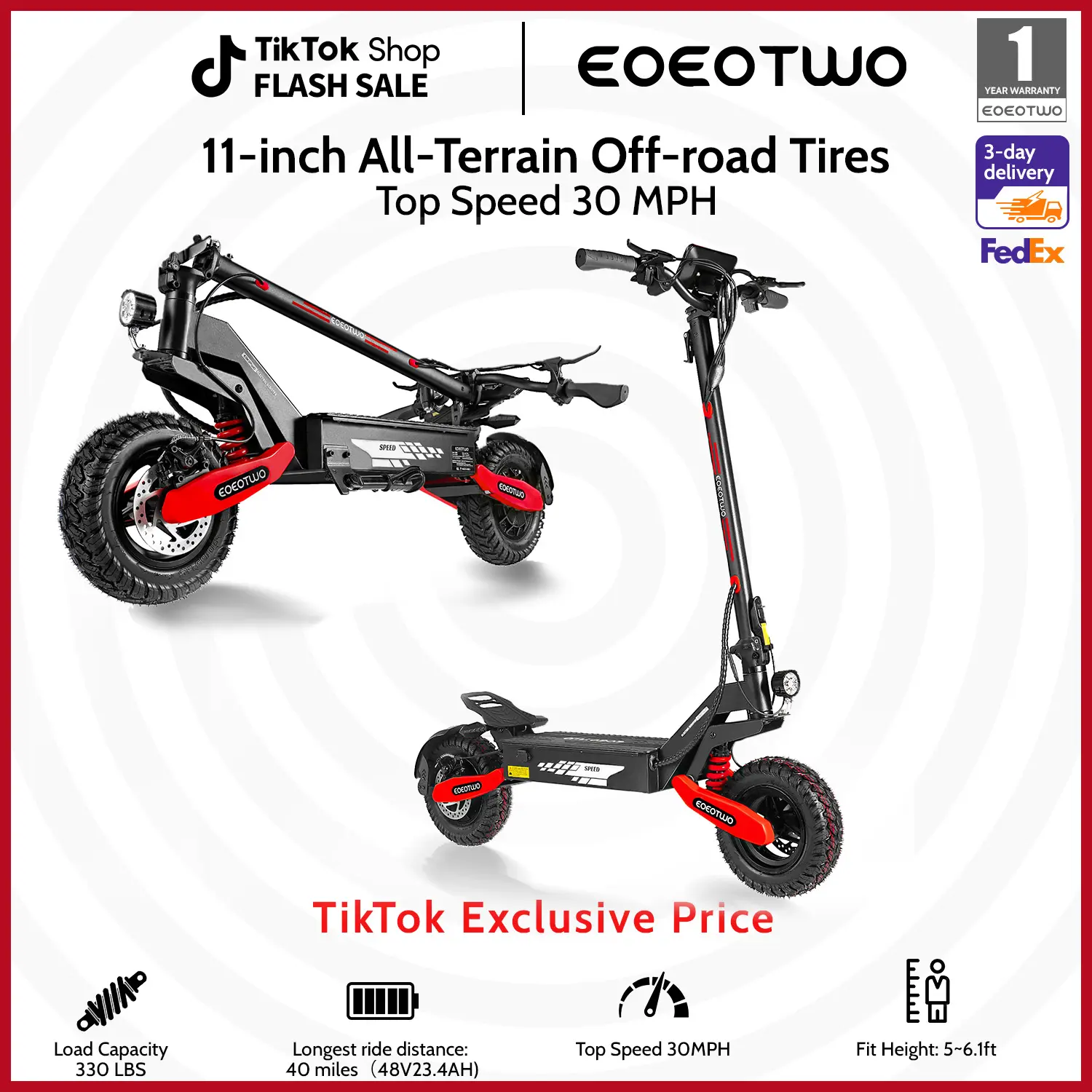 Patinete eléctrico EOEOTWO GT06 con motor de 1200 W y autonomía de 64 km.