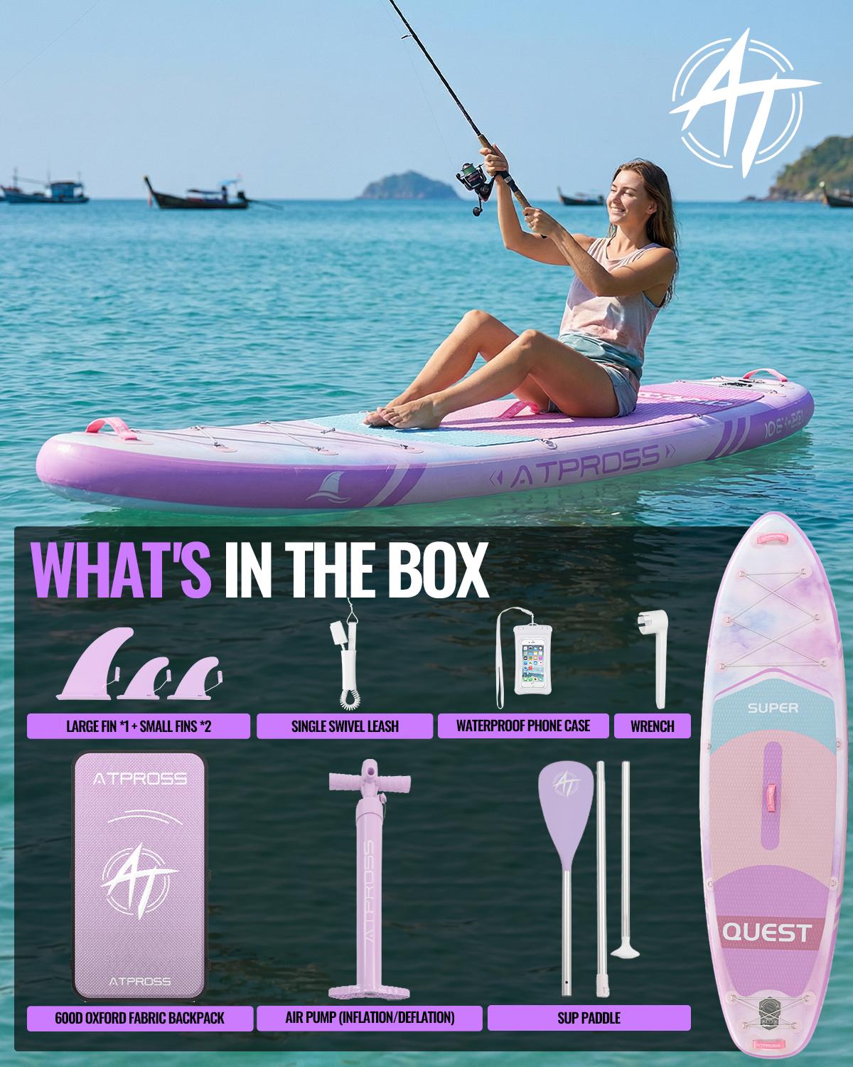 [DealsForYouDays] 10'6''x33'' Inflatable Stand Up Paddleboard, 400lbs Extra Wide SUP with Anti-Slip EVA Deck, Premium Accessories Kit, Stable for Yoga, Fishing summergarden