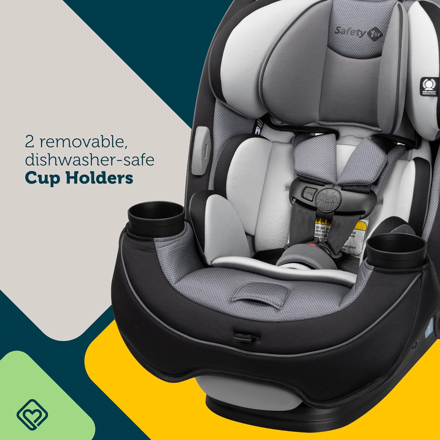 Safety1st Autoasiento Grow and Go 3 etapas, Harvest Moon, convertible, protección de impacto lateral, arnés de 5 puntos, tela lavable a máquina, apta para secadora con sistema latch y 2 portavasos.
