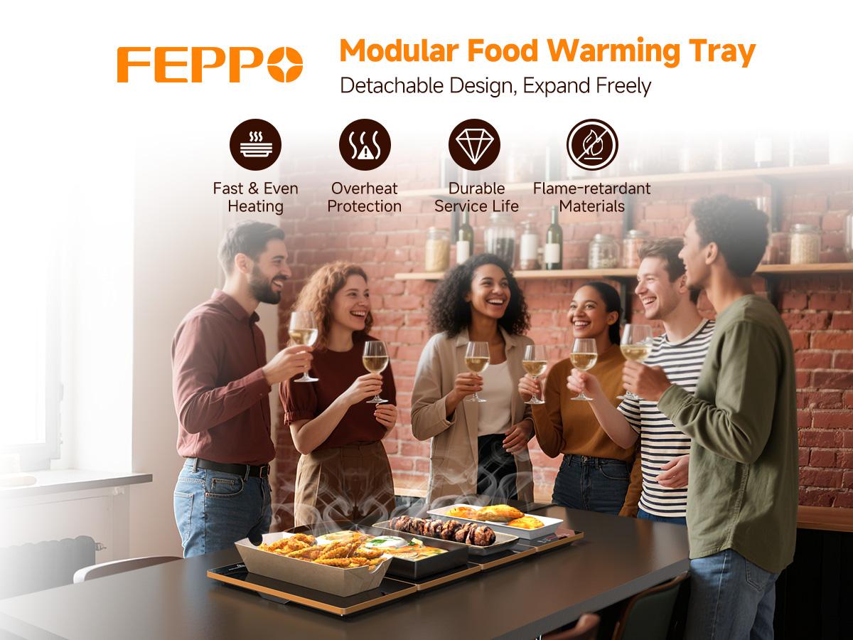 FEPPO Electric Warming Tray, 4-in-1 Food Warmers for Parties Buffet with 10 Temp Settings and Timer, 33"x15" Glass Surface Warming Mat for Food, Modular Buffet Hot Plates for Catering and Gatherings summerwins