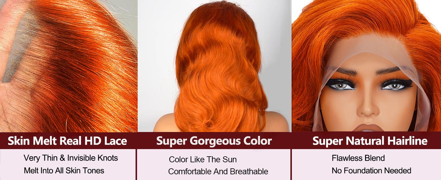 [30 inch only $124]DROSUUD 30 Inch Ginger Lace Front Wigs Human Hair 13x6 Body Wave Wig Orange Ginger Wig Human Hair #350 Body Wave Hd Lace Front Wigs for Women 180% Density Body Wave Frontal Wigs#Summmervibes