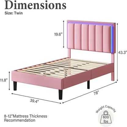 Estructura de cama HOMBCK con iluminación LED y cabecero de cuero de lujo