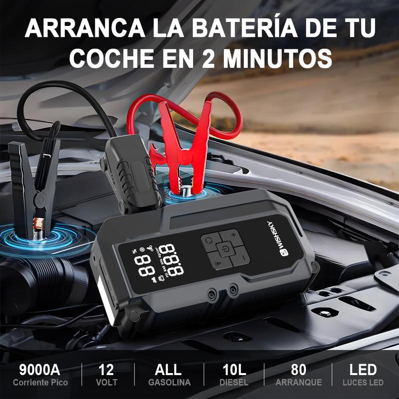 9000a Cargador Batería Carro Con Compresor Portátil Aire Arrancador Baterías De Carro Para Compresor Portátil Auto 12v Cargador De Baterías De Auto De Moto, Herramienta Moto Y Carro