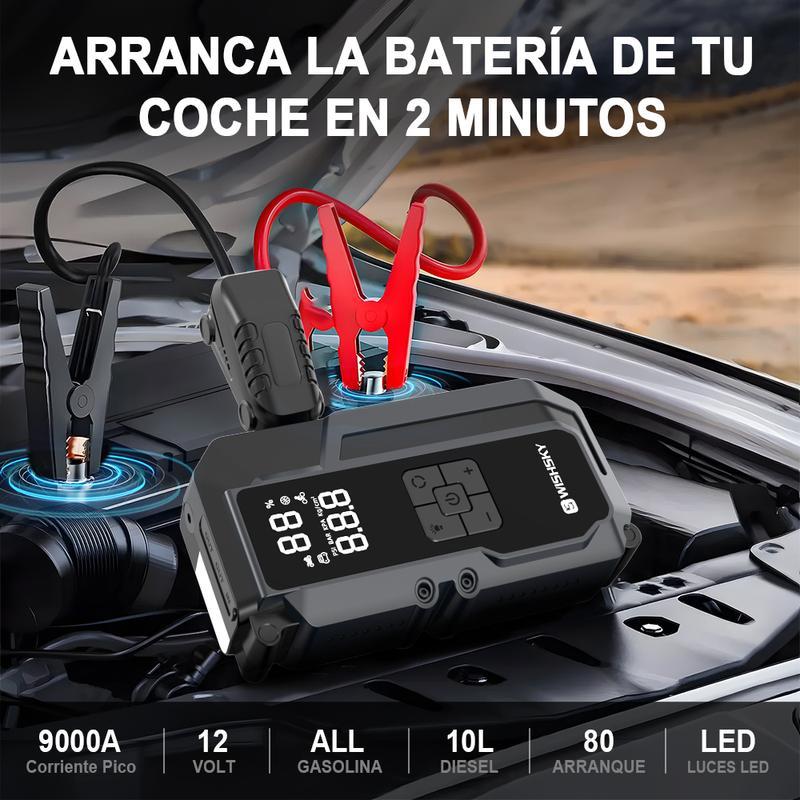 9000a Cargador Batería Carro Con Compresor Portátil Aire Arrancador Baterías De Carro Para Compresor Portátil Auto 12v Cargador De Baterías De Auto De Moto, Herramienta Moto Y Carro