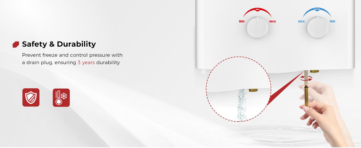 CAMPLUX Multifunction Compact Handheld Portable Tankless Water Heater - 1.32GPM On-Demand Hot Water, Low Pressure Start for Camping Shower, Outdoor RV Use CAMPLUX Multifunction Compact Handheld Portable Tankless Water Heater - 1.32GPM On-Demand Hot Water, Low Pressure Start for Camping Shower, Outdoor RV Use