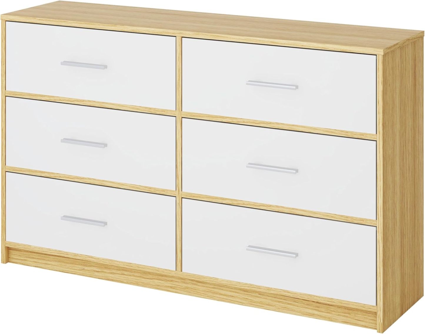 MU:4LIFE Cómoda Elegancia De 6 Cajones, Almacenamiento para Hogar Y Oficina, Organizador Cajonera De Estructura Madera y Cajones De Tela No Tejida y Cubiertas De MDF (Negro y Madera, 6 Cajones)