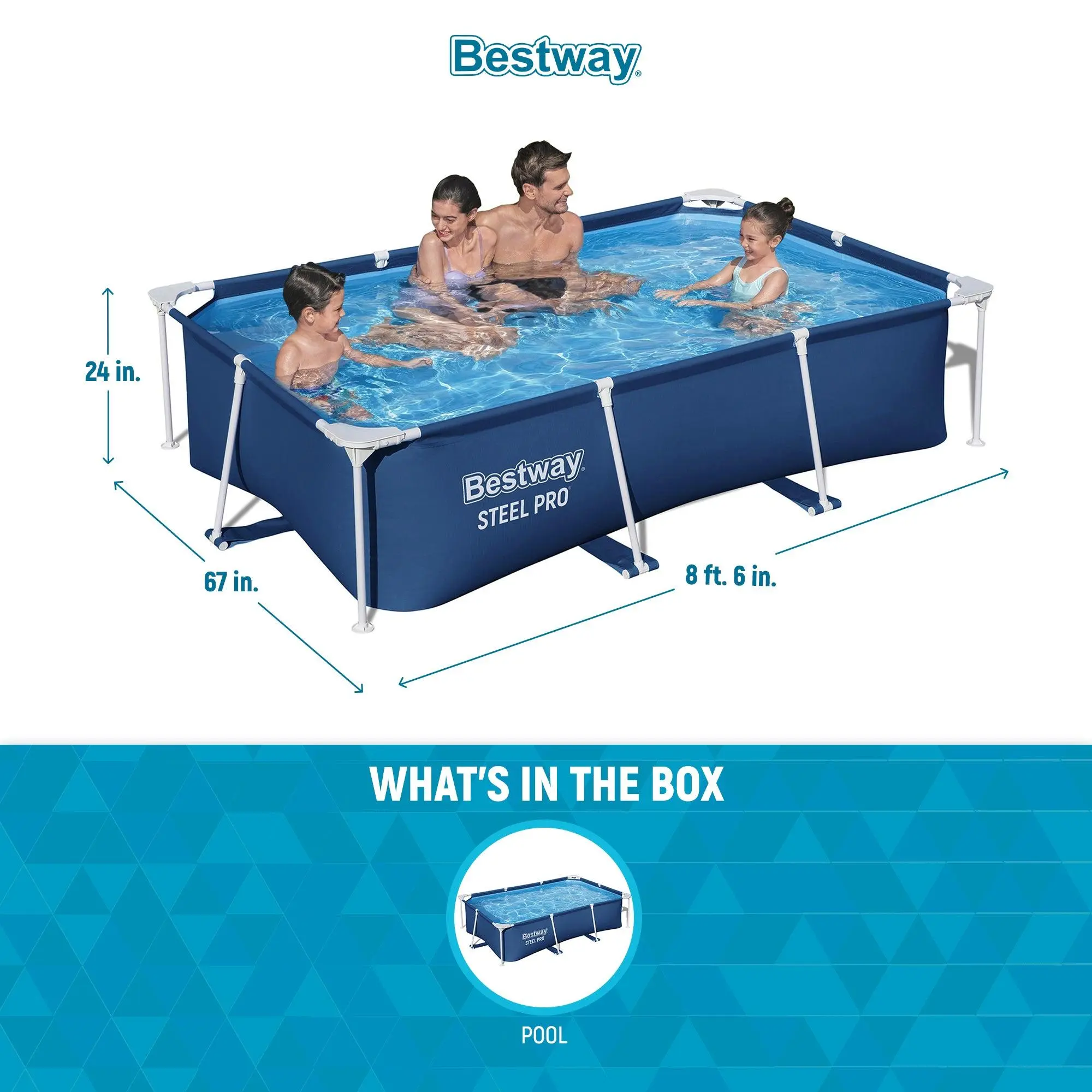 Piscina rectangular Bestway Steel Pro de 8,5' x 67' x 24'