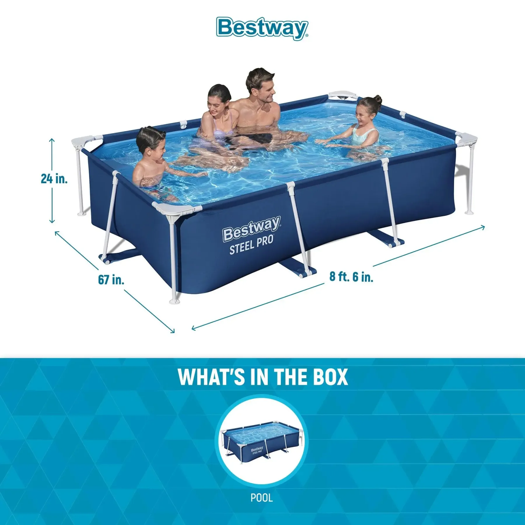 Piscina rectangular Bestway Steel Pro de 8,5' x 67' x 24'