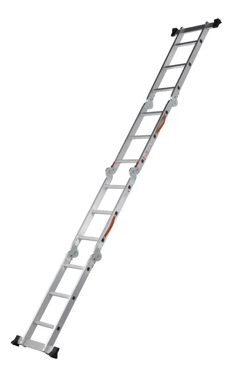 Escalera De Aluminio Multiposiciones Plegable KMEM35 Kingsman De 3.5 Metros Con 12 Peldaños Y Charolas Tipo Tijera Andamio Para 150 kg