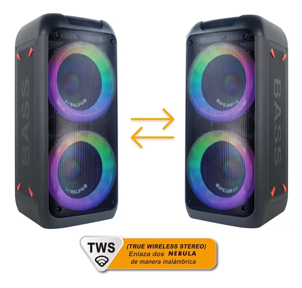 Bocina Portatil Bluetooth Steelpro Nebula Negro Suspension de Aire